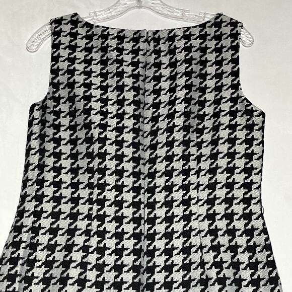 Kasper Sheath Dress Womens 8 Black Grey Houndstooth Midi Stretch Office - Picture 4 of 13